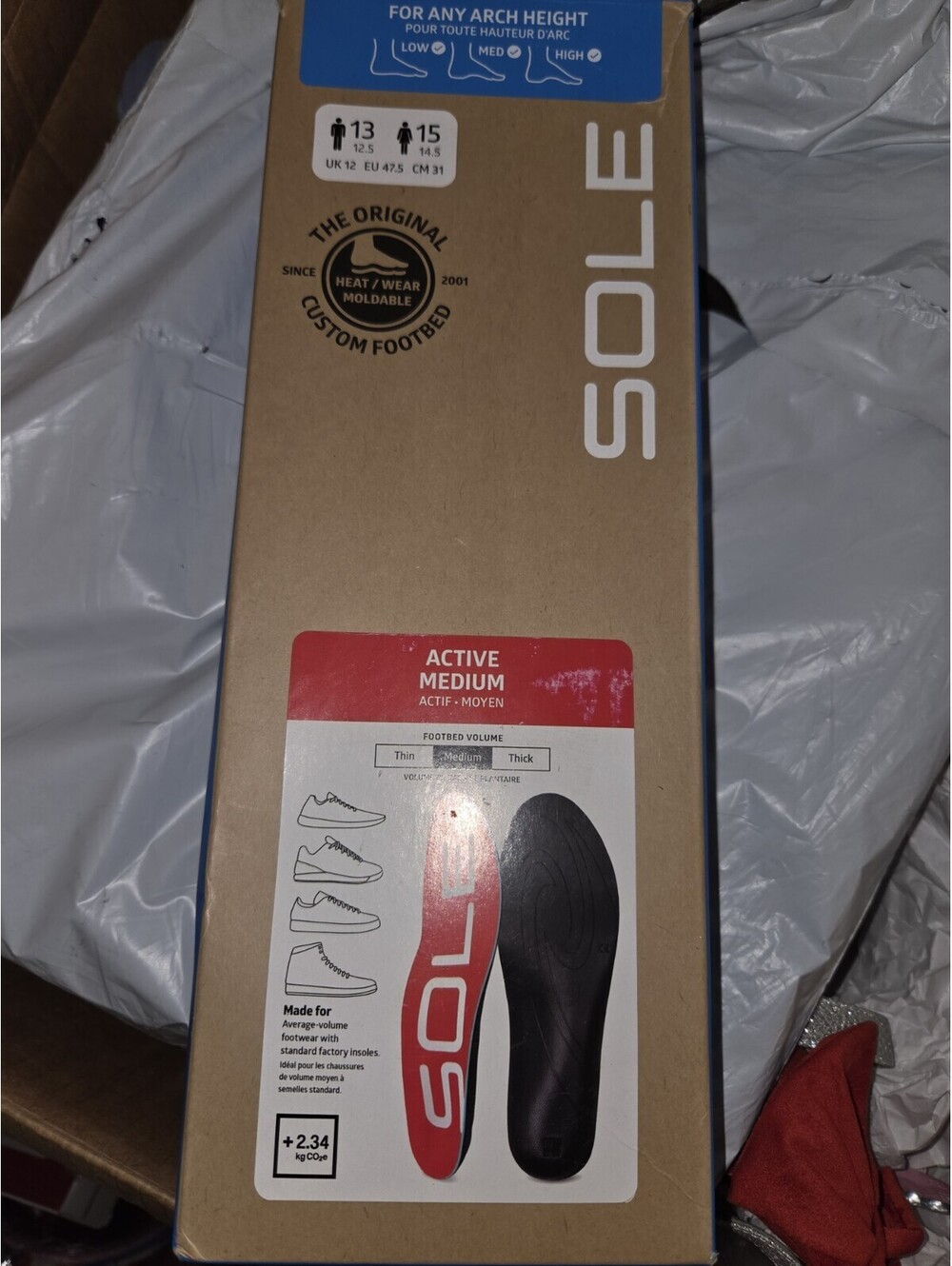 Sole Active medium insoles Size Men 13 Women 15